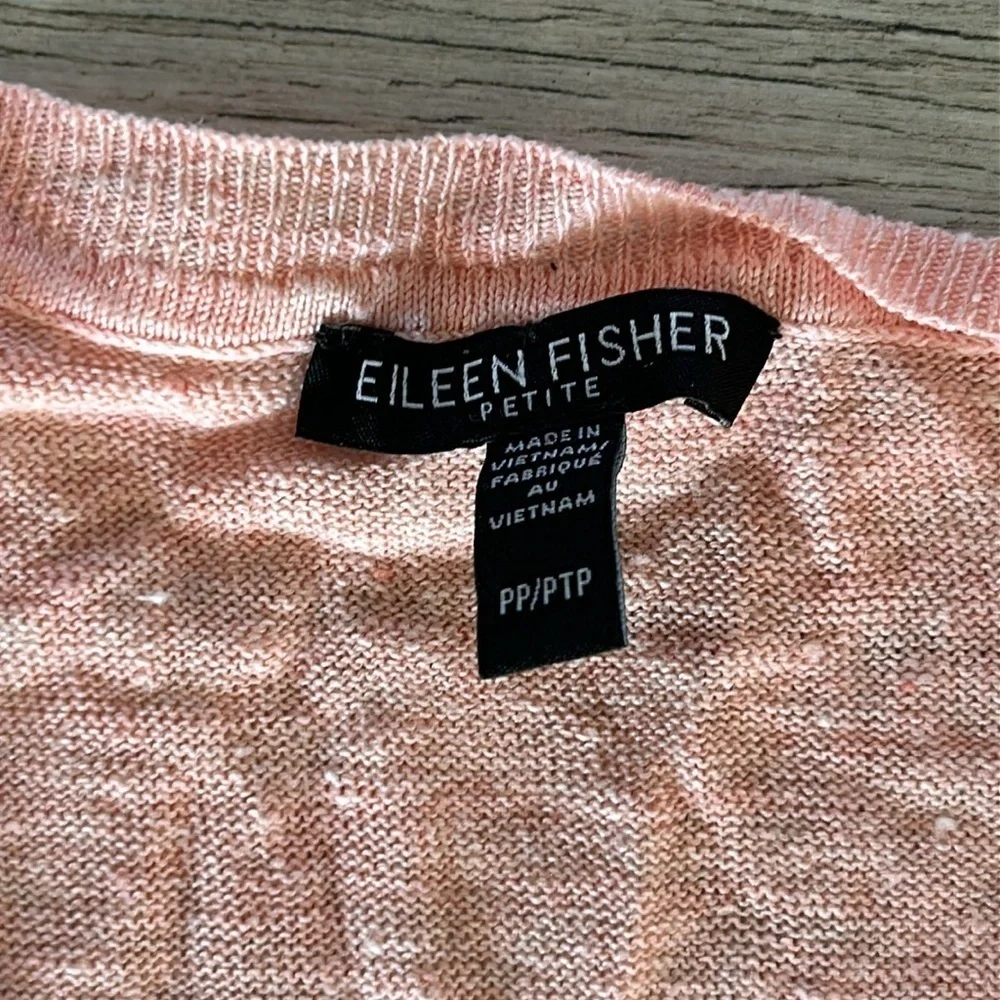 Eileen Fisher Petite organic linen pink knit sweater size PP XS